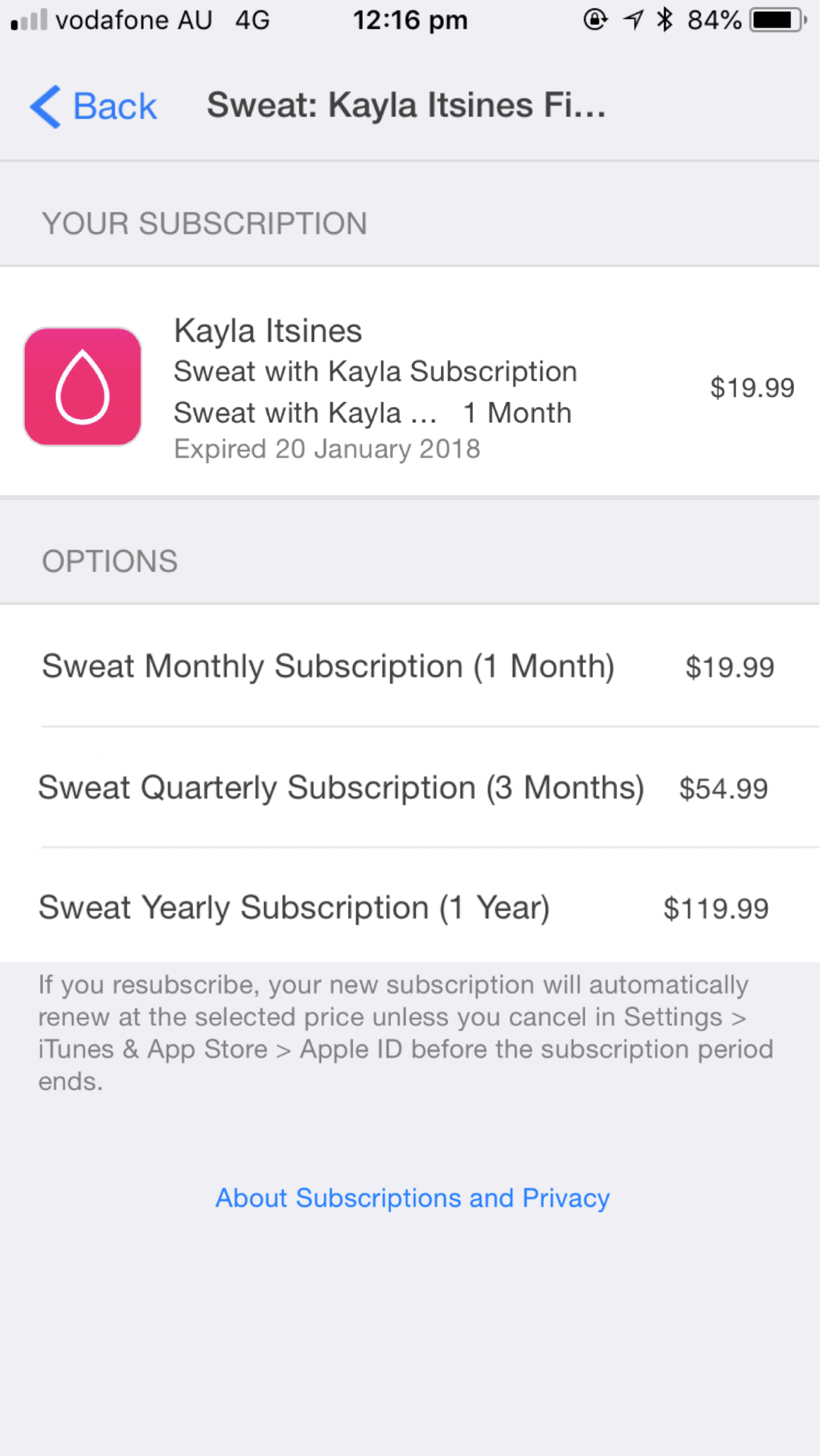 How to stop a subscription to an app